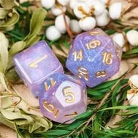 Thumbnail for 7pcs Dice Resin Layer Gold Font Bigender White Purple Blue
