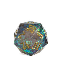 Thumbnail for Candy in Grey & Blue with Silver Foil Sharp Resin - D20 RPG Dice