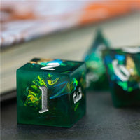 Thumbnail for Candy in Green & Black Sharp Resin - 7pcs RPG Dice Set