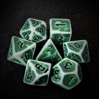 Thumbnail for Washed Green on White Acrylic - 7pcs RPG Full Dice Set Top