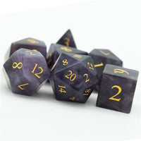 Thumbnail for Purple Amethyst Gemstone - 7pcs RPG Dice Set