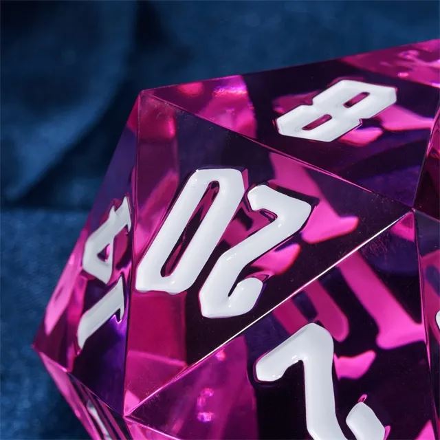 Clear & Pink Sharp Acrylic - D20 RPG Dice