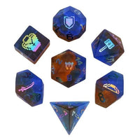 Thumbnail for 7pcs Dice Gem Frosted Glass 8bit Adventurer Cracked Rainbow Font Brown Blue (UD)