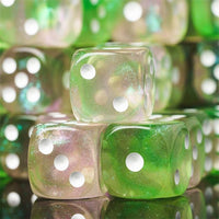 Thumbnail for 16mm Green & Pink Acrylic with Glitter - 6pcs D6 RPG Dice Set