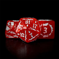 Thumbnail for White Dragon on Red Acrylic - 7pcs RPG Full Dice Set
