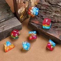 Thumbnail for 7pcs Dice Resin Layer Silver Font Pansexual Red Yellow Blue