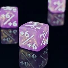 6pcs D6 16mm Dice Acrylic Counter White Font Pink Purple