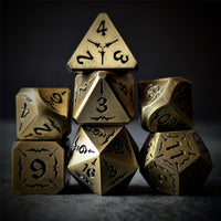 Thumbnail for Black Sword in Gold Metal - 7pcs RPG Dice Set