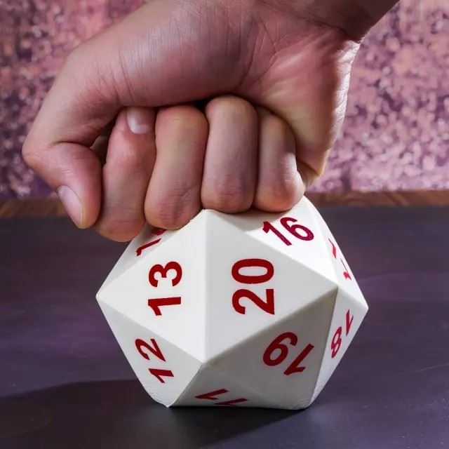 White D20 Foam Dice with Bag