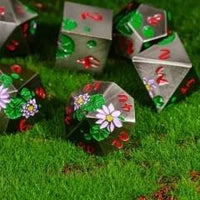Thumbnail for Pink Lotus Flower in Silver Metal - 7pcs RPG Dice Set
