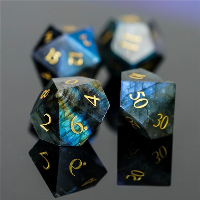 Blue Labradorite Gemstone - 7pcs RPG Dice Set