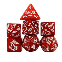 Thumbnail for White Dragon on Red Acrylic - 7pcs RPG Full Dice Set