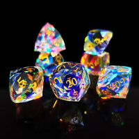 Thumbnail for 7pcs Dice Gem Glass Facet Gold Font Prism Clear (HS) (UD)