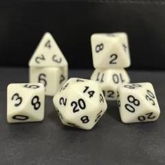 7pcs Dice Acrylic Blend Black Font Solid Ivory White