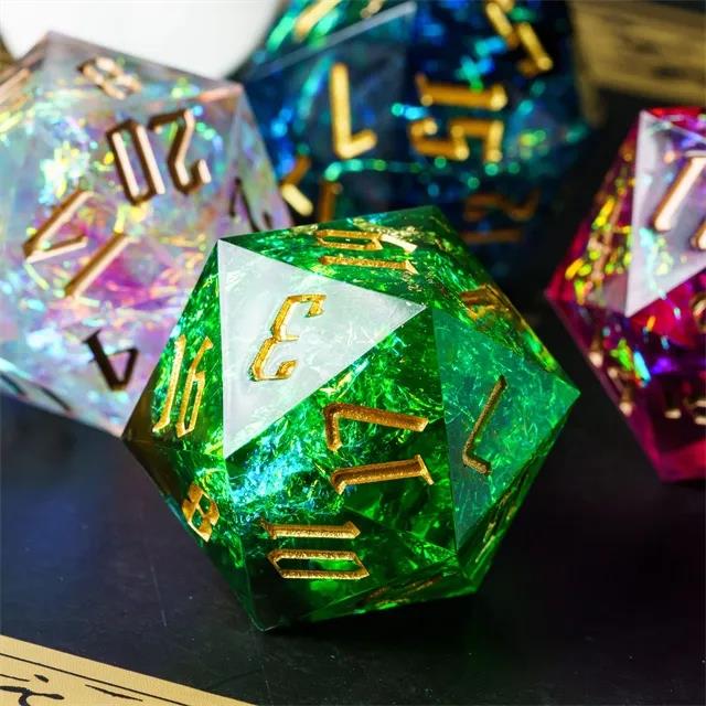 Candy in Green with White Foil Sharp Resin - D20 RPG Dice