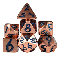 Thumbnail for Blue Font in Copper Metal - 7pcs RPG Dice Set