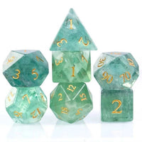 Thumbnail for Green Fluorite Gemstone - 7pcs RPG Dice Set