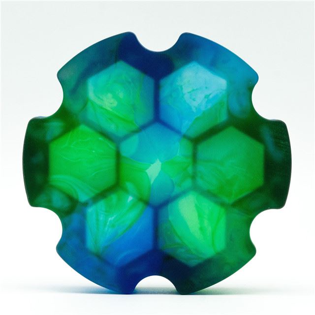 Frosted Blue & Green Resin with 7 Slots - Dice Storage