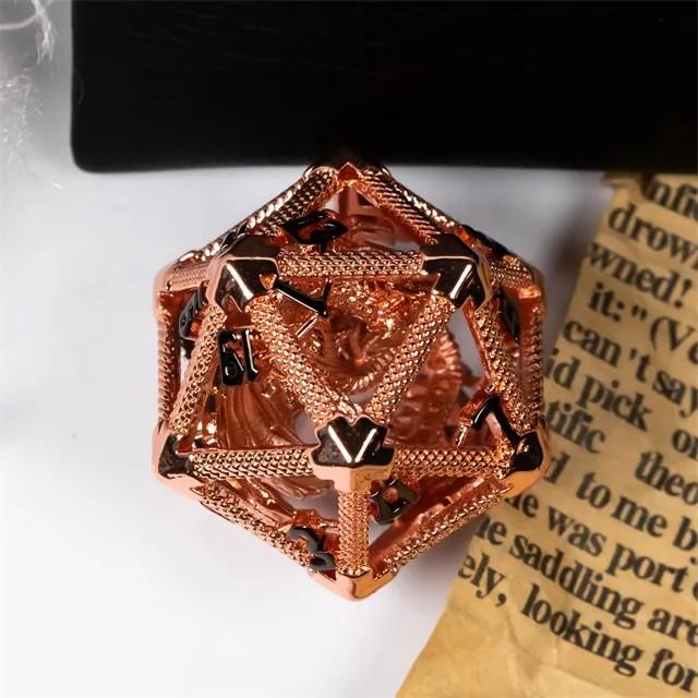 Dragon in Copper Metal - Hollow D20 RPG Dice