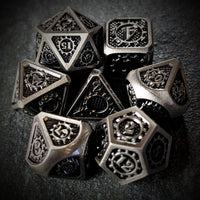 Thumbnail for Gear in Silver Metal - 7pcs RPG Dice Set