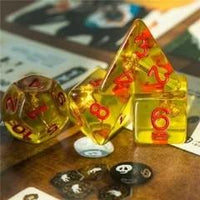 Thumbnail for Axe in Clear & Yellow Resin - 7pcs RPG Full Dice Set