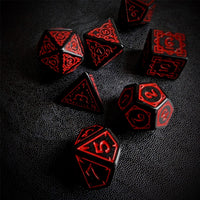 Thumbnail for Red Vines on Black Acrylic - 7pcs RPG Full Dice Set