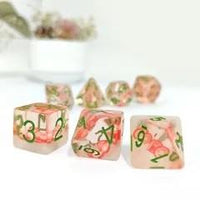Thumbnail for 7pcs Dice Resin Filled Green Font Red Tomato Clear