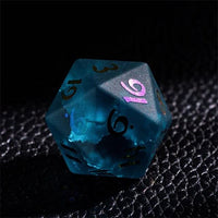 Thumbnail for Cracked & Frosted Blue Glass - 7pcs RPG Dice Set