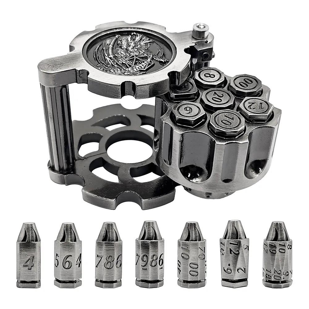 Dice Metal Spinner Six Shooter Silver