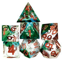 Thumbnail for Moss in Layered Blue & Clear Sharp Resin - 7pcs RPG Dice Set