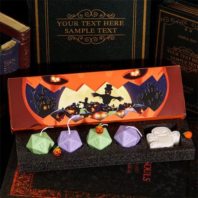 Halloween Green, Purple and Orange Candle Set