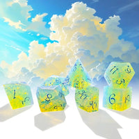 Thumbnail for 7pcs Dice Gem Stone Opalite Blue Font Cracked White