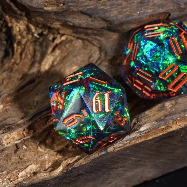 Candy in Blue & Green Sharp Resin - 7pcs RPG Dice Set