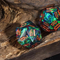 Thumbnail for Candy in Blue & Green Sharp Resin - 7pcs RPG Dice Set