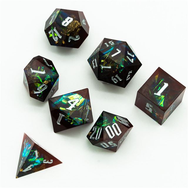 Candy in Brown & Black Sharp Resin - 7pcs RPG Dice Set