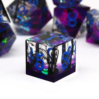 Thumbnail for Black Swirl in Purple & Black Sharp Resin - 7pcs RPG Dice Set