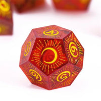 Thumbnail for Moon on Clear & Red with Candy Sharp Resin - 7pcs RPG Dice Set