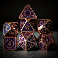 Thumbnail for Gear in Purple Enamel Copper Metal - 7pcs RPG Dice Set