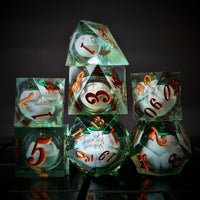 Thumbnail for Eye Ball in Green & Clear Liquid Filled Sharp Resin - 7pcs RPG Dice Set