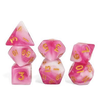 Thumbnail for 7pcs Dice Acrylic Mini Gold Font White Pink