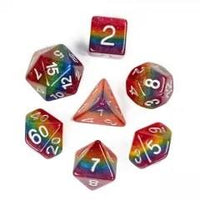Thumbnail for 7pcs Dice Resin Layer Silver Font LGBTQ Rainbow