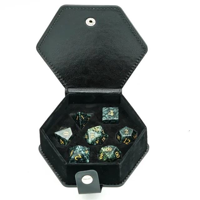 Green Granite Gemstone - 7pcs RPG Dice Set