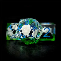 Thumbnail for Panda in Clear & Green Resin - 7pcs RPG Full Dice Set