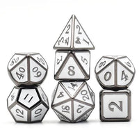 Thumbnail for White Enamel in Silver Metal - 7pcs RPG Dice Set