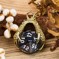 Thumbnail for Black & White Acrylic in  Gold Metal Claw - D20 Keyring