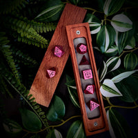 Thumbnail for 7pcs RPG Full Dice Set - Black Pattern on Pink Resin