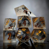 Thumbnail for Black Swirl in Frosted Clear Sharp Resin - 7pcs RPG Dice Set
