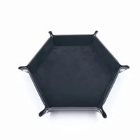 Thumbnail for Black Velvet & Black PU Leather - Hexagon Hard Dice Tray