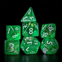 Thumbnail for Glitter in Green Acrylic - 7pcs RPG Full Dice Set Dark Stack