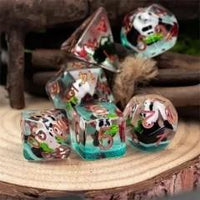 Thumbnail for Dragon Skull in Clear & Cyan Resin - 7pcs RPG Full Dice Set